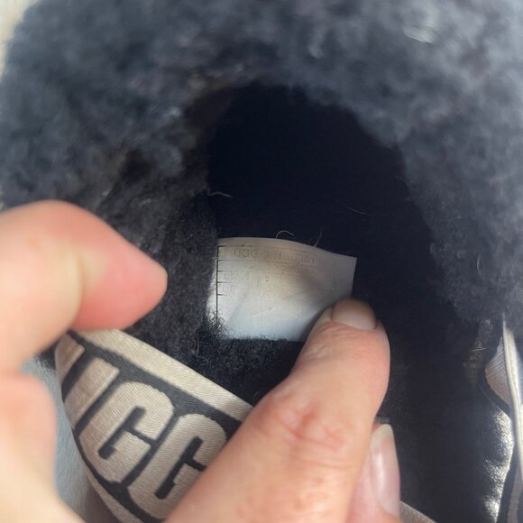 UGG Fluff Yeah Black Sheepskin Platform Slingback Slide Sandal Slippers SZ 6 - Picture 6 of 7